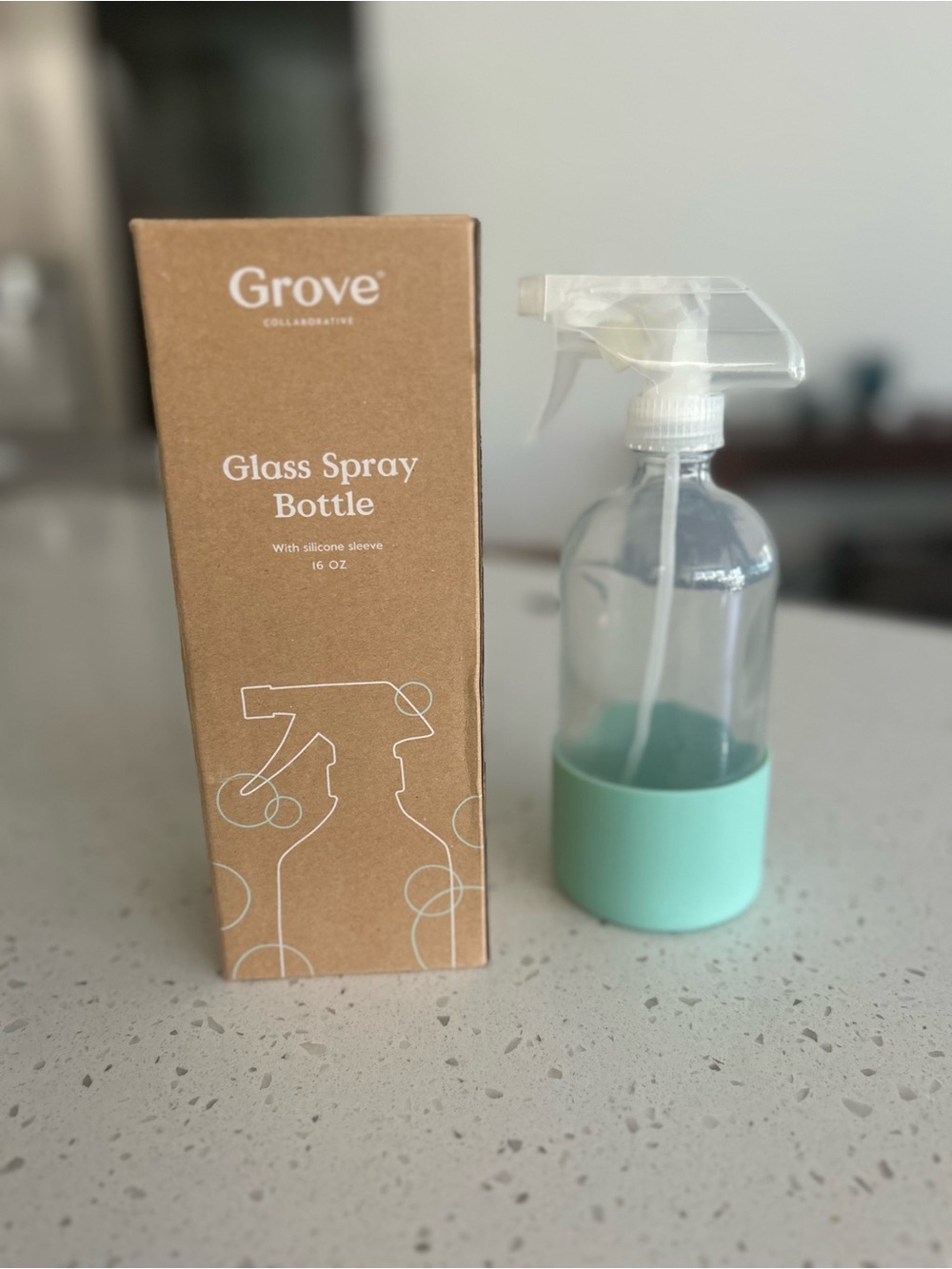 Grove Glass Spray Bottle with Mint Silicone Sleeve